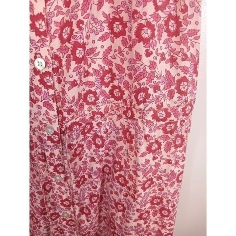 Faherty Organic Cotton Maxi Dress M Floral Block Print Flutter Sleeve NWT - Picture 5 of 5